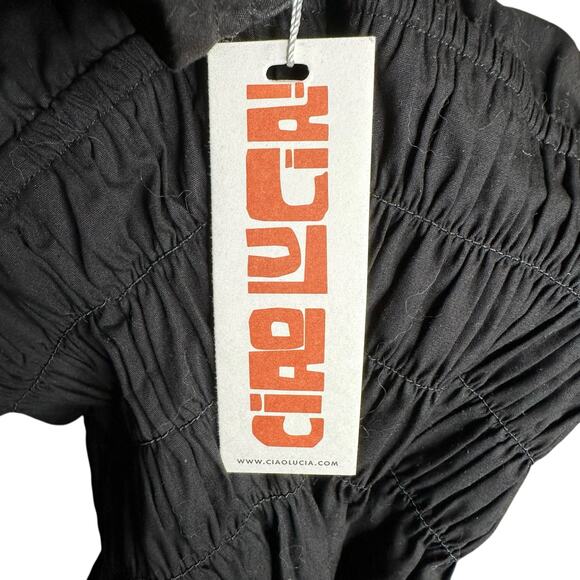 CIAO LUCIA Solid Black Gianluca Mini Dress LBD Cotton Women's Size XS NWT Short - Picture 8 of 9